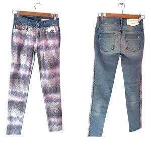 RARE Black Orchid Denim mid rise skinny Rose Petals jeans size 26 NWT